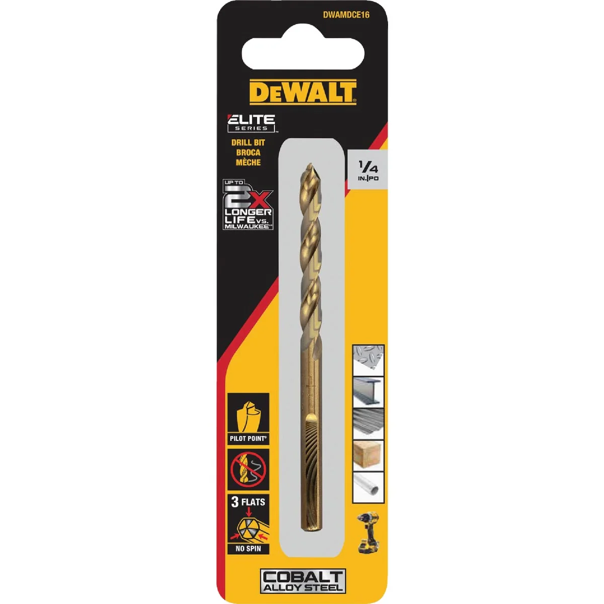 Trendy Dewalt Elite Series 1 4 In. x 4-1 10 In. Cobalt Alloy Steel Jobber Length Twist Drill Bit Superior