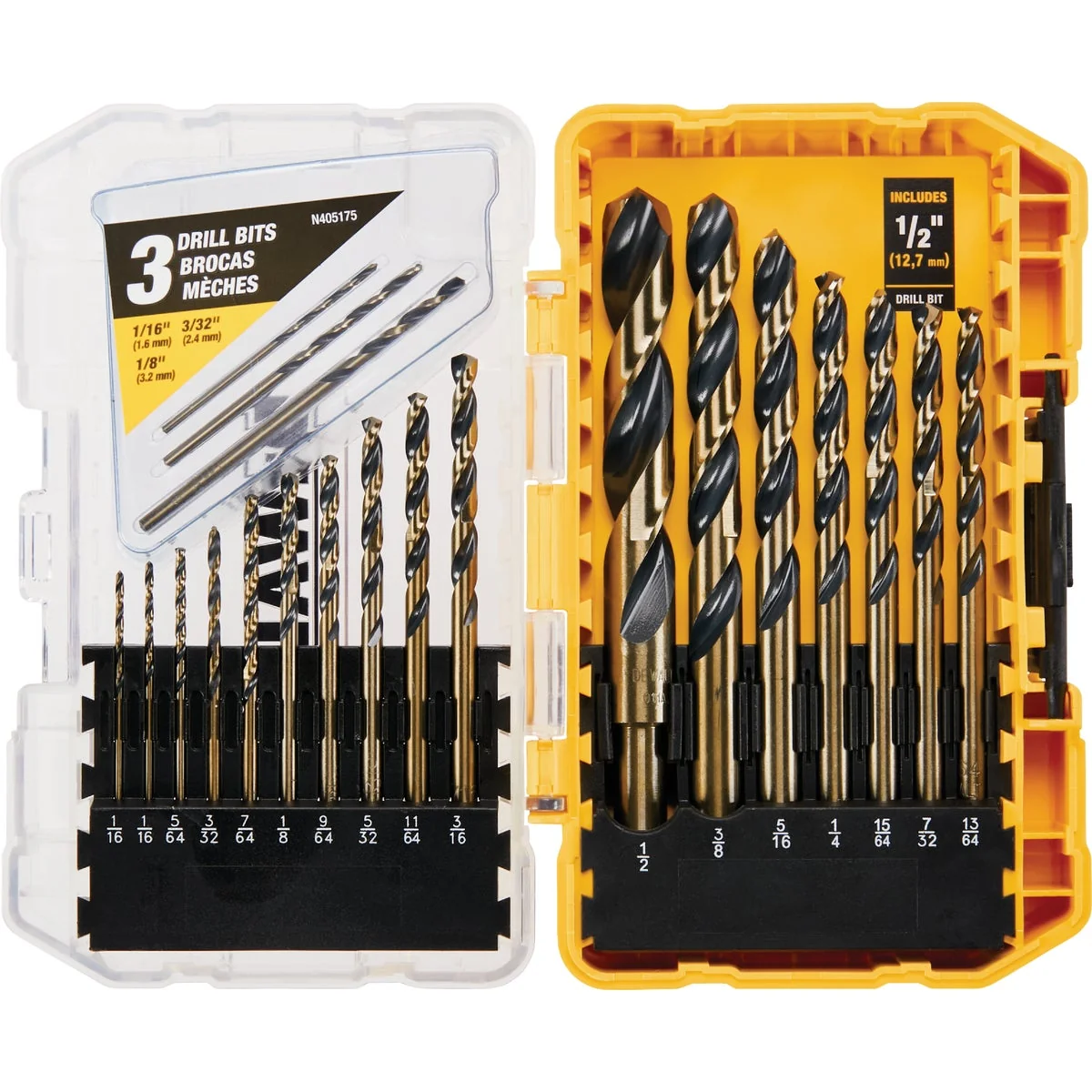 Long-Lasting DEWALT Black and Gold Black Oxide Drill Bit Set 20-Piece Recyclable