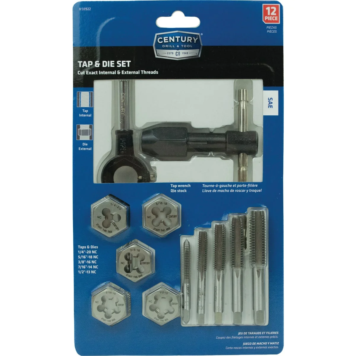 Optimized Century Drill Tool SAE Tap Die Set 12-Piece Sustainable