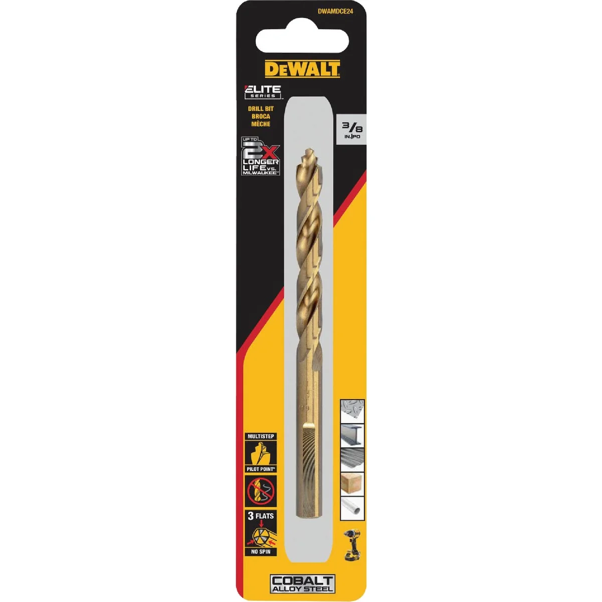 Unique Dewalt Elite Series 3 8 In. x 5-1 10 In. Cobalt Alloy Steel Jobber Length Twist Drill Bit Artisan
