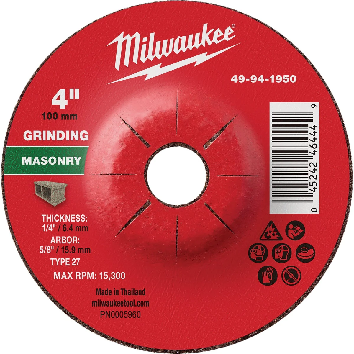 Fashionable Milwaukee Type 27 4 In. x 1 4 In. x 5 8 In. Masonry Grinding Wheel Proven