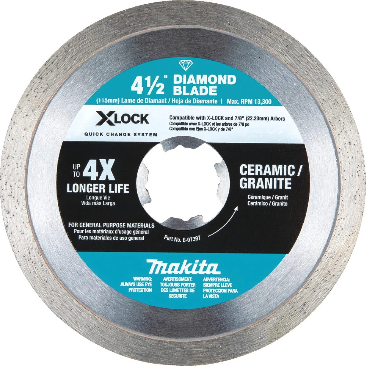 Pure Makita X-LOCK 4-1 2 In. Continuous Rim Dry Wet Cut Diamond Blade Prestigious