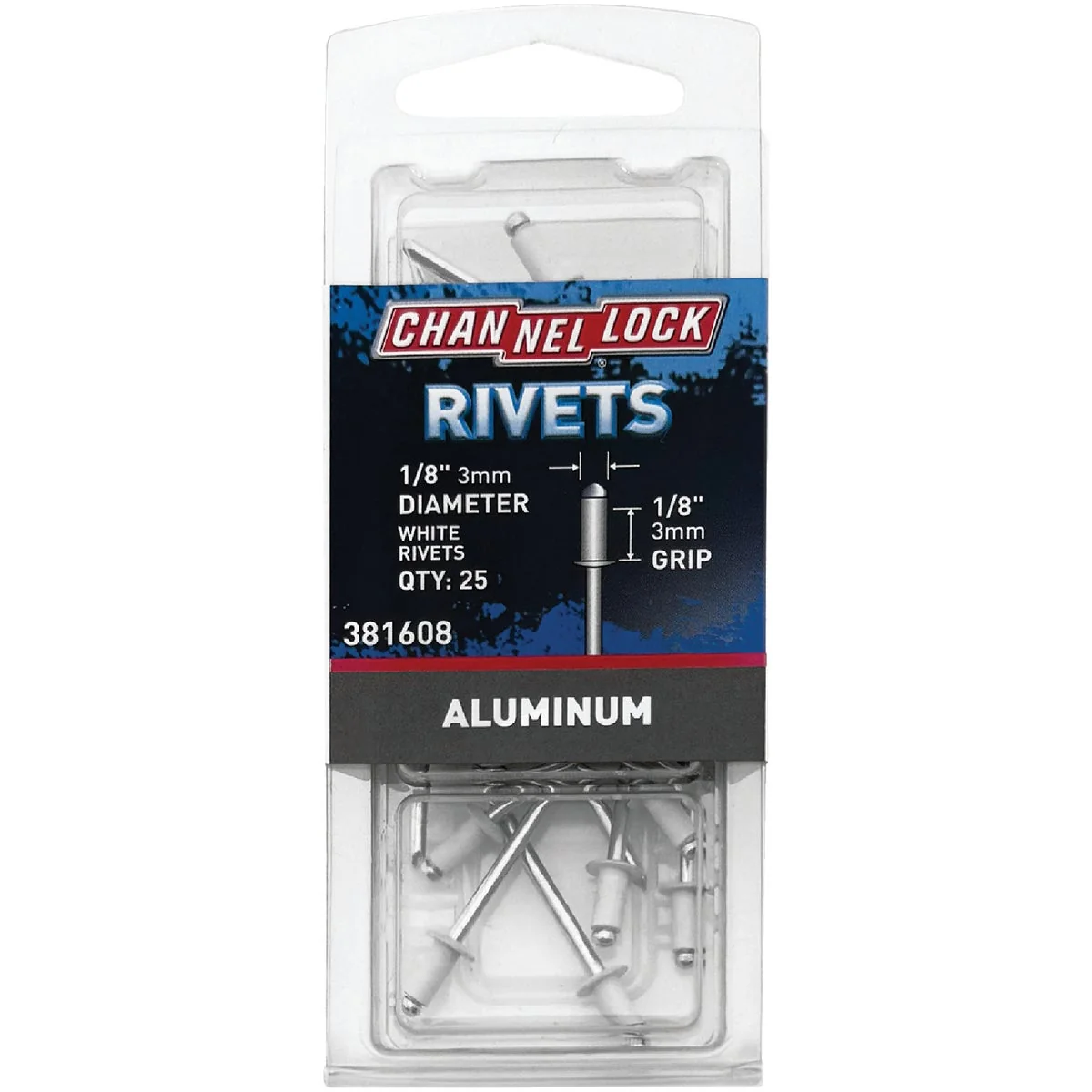 Sophisticated Channellock 1 8 In. Dia. x 1 8 In. Grip White Aluminum POP Rivet 25-Pack Premium