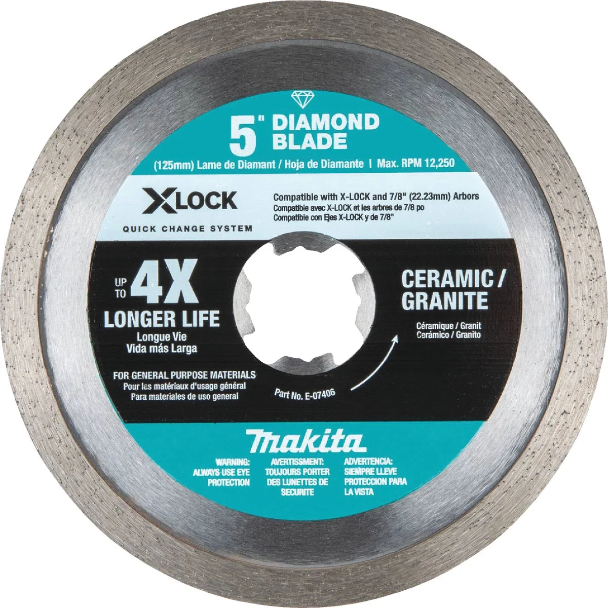 Reusable Makita X-LOCK 5 In. Continuous Rim Dry Wet Cut Diamond Blade Premium Material