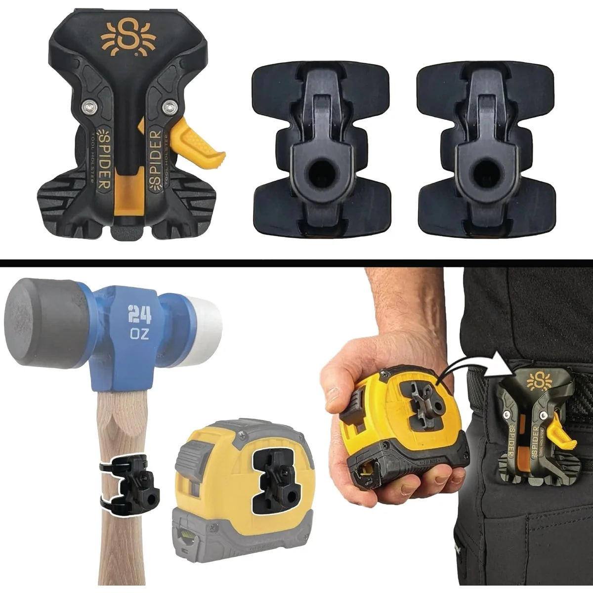 Breathable Spider Tool Holster Pro Tape Measure with 3-Piece Hammer Holster Kit Easy-to-Use