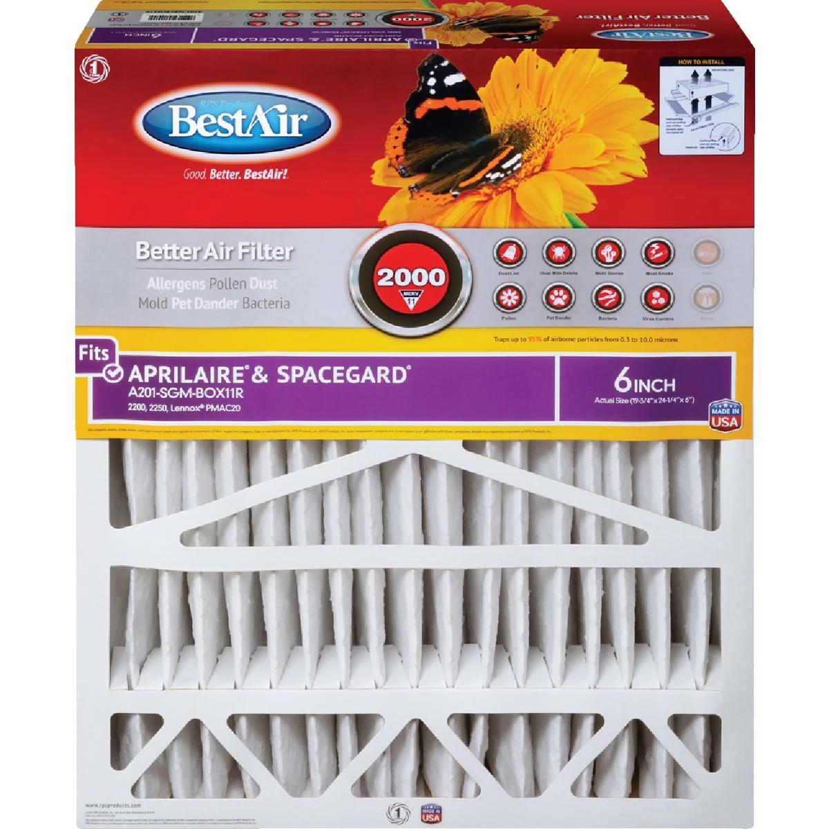 Durable Air 20 In. x 25 In. x 6 In. Aprilaire SpaceGard MERV 11 Deep Pleat Furnace Filter with Cardboard Frame Top-Quality