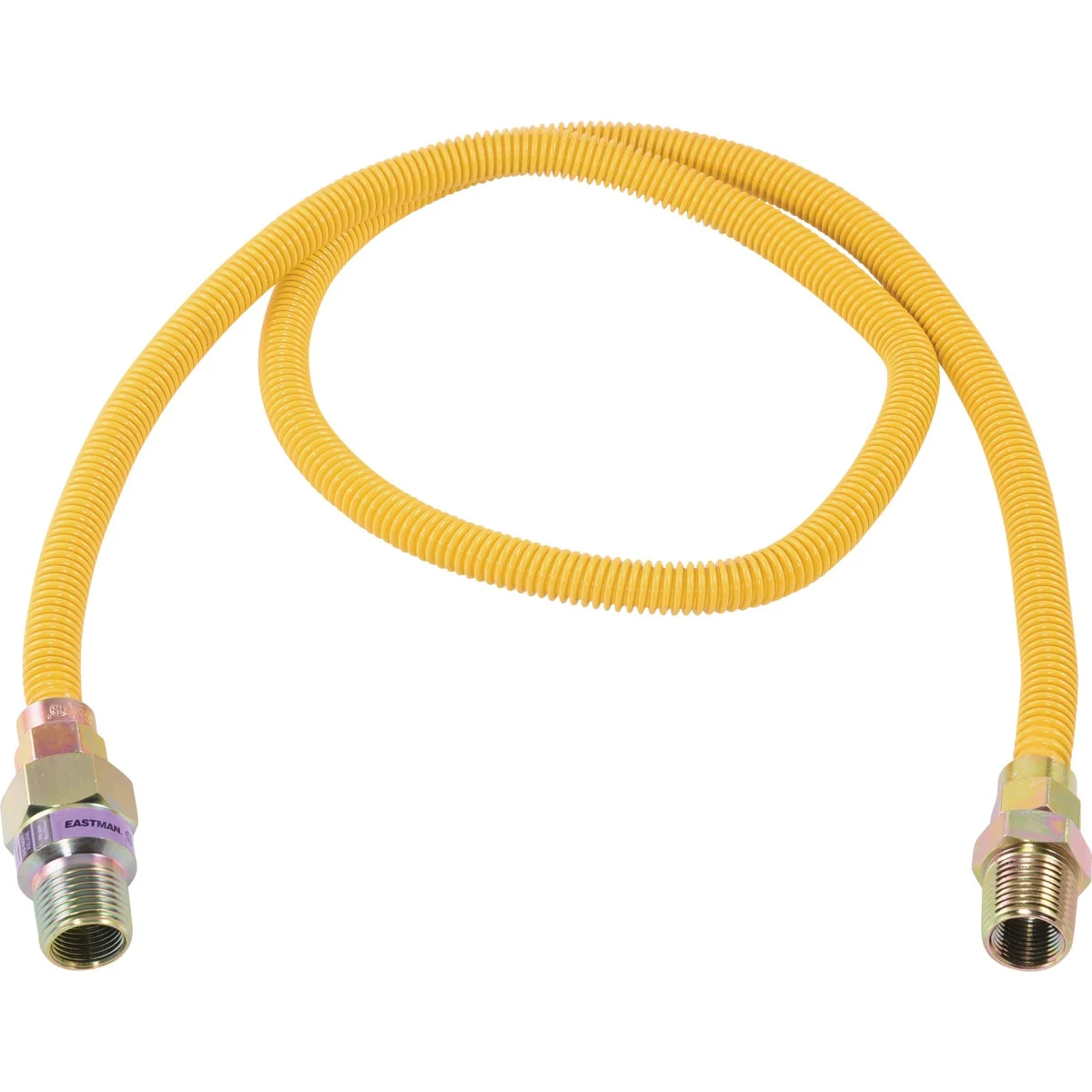 Minimalist Eastman 3 8 In. OD x 48 In. 1 2 In. MIP Tapped 3 8 In. FIP x 1 2 In. MIP Tapped 3 8 In. FIP Coated Stainless Steel Gas Connector with ArmorBoost Excess Flow Valve Verified