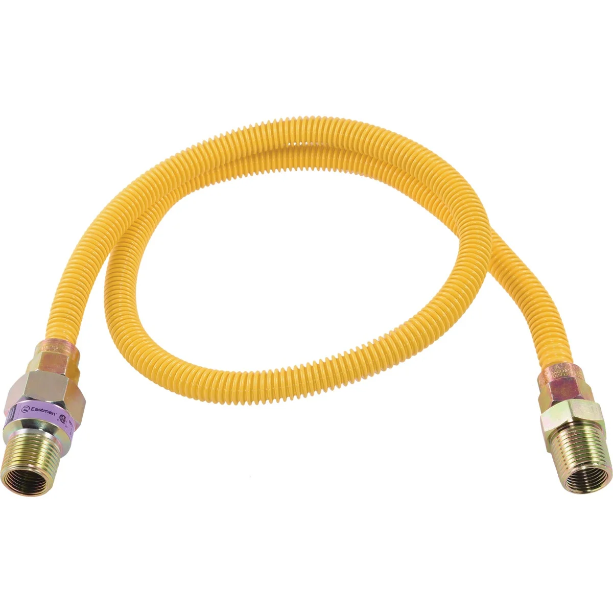 Original Eastman 3 8 In. OD x 36 In. 1 2 In. MIP Tapped 3 8 In. FIP x 1 2 In. MIP Tapped 3 8 In. FIP Coated Stainless Steel Gas Connector with ArmorBoost Excess Flow Valve World-Class