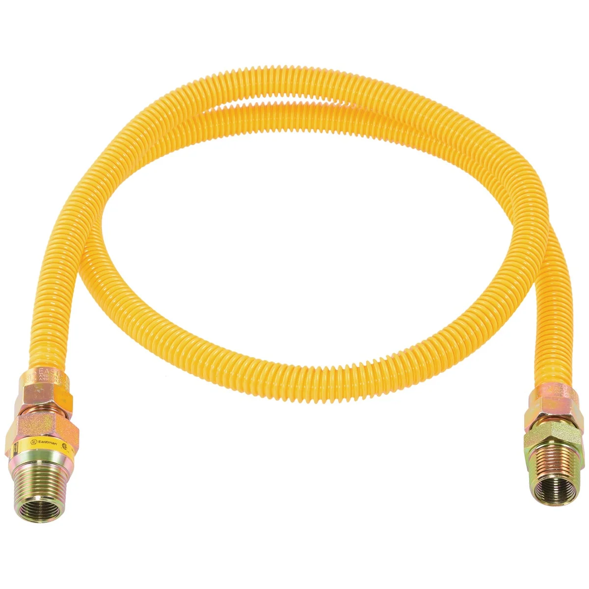 Flexible Eastman 1 2 In. OD x 48 In. 1 2 In. MIP Tapped 3 8 In. FIP x 1 2 In. MIP Tapped 3 8 In. FIP Coated Stainless Steel Gas Connector with ArmorBoost Excess Flow Valve Efficient