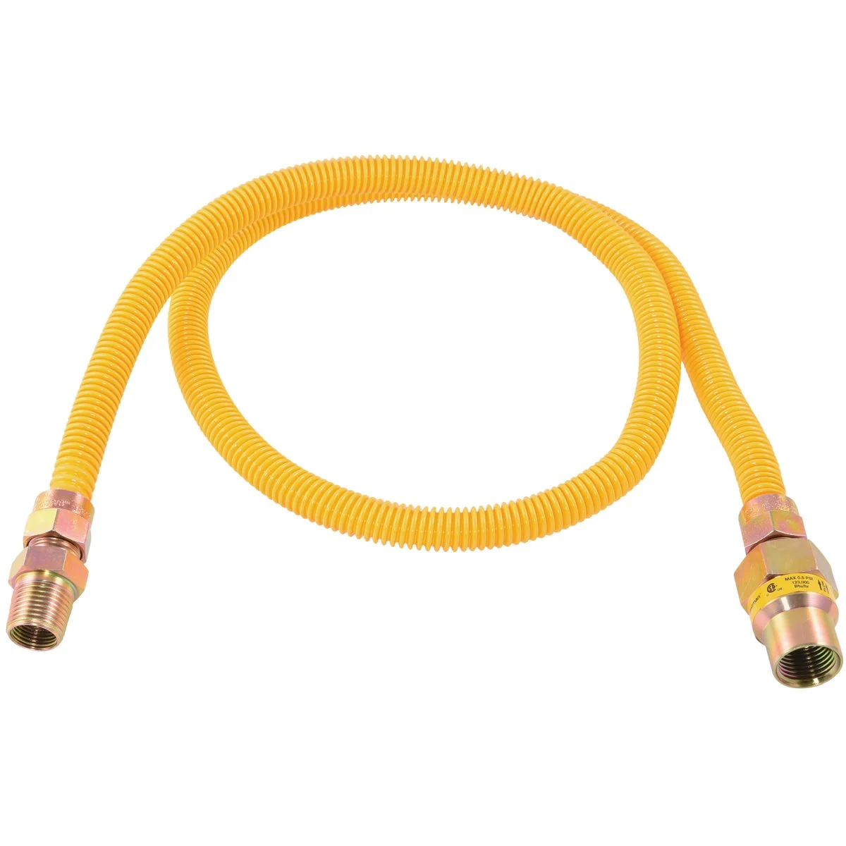 Official Eastman 1 2 In. OD x 48 In. 1 2 In. MIP Tapped 3 8 In. FIP x 1 2 In. FIP Coated Stainless Steel Gas Connector with ArmorBoost Excess Flow Valve Classic