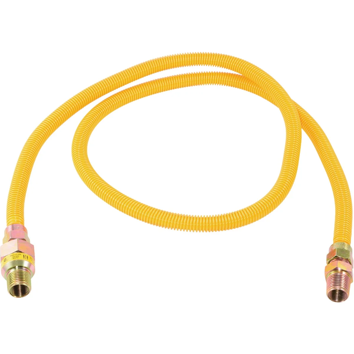 Top-Quality Eastman 1 2 In. OD x 60 In. 1 2 In. MIP Tapped 3 8 In. FIP x 1 2 In. MIP Tapped 3 8 In. FIP Coated Stainless Steel Gas Connector with ArmorBoost Excess Flow Valve High-Performance