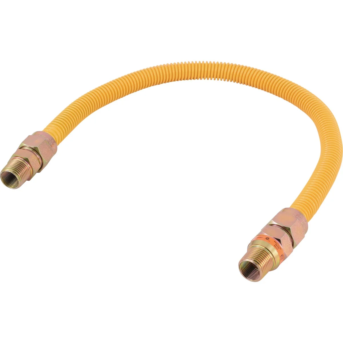 Dependable Eastman 5 8 In. OD x 24 In. 1 2 In. MIP Tapped 3 8 In. FIP x 1 2 In. MIP Tapped 3 8 In. FIP Coated Stainless Steel Gas Connector with ArmorBoost Excess Flow Valve Smart