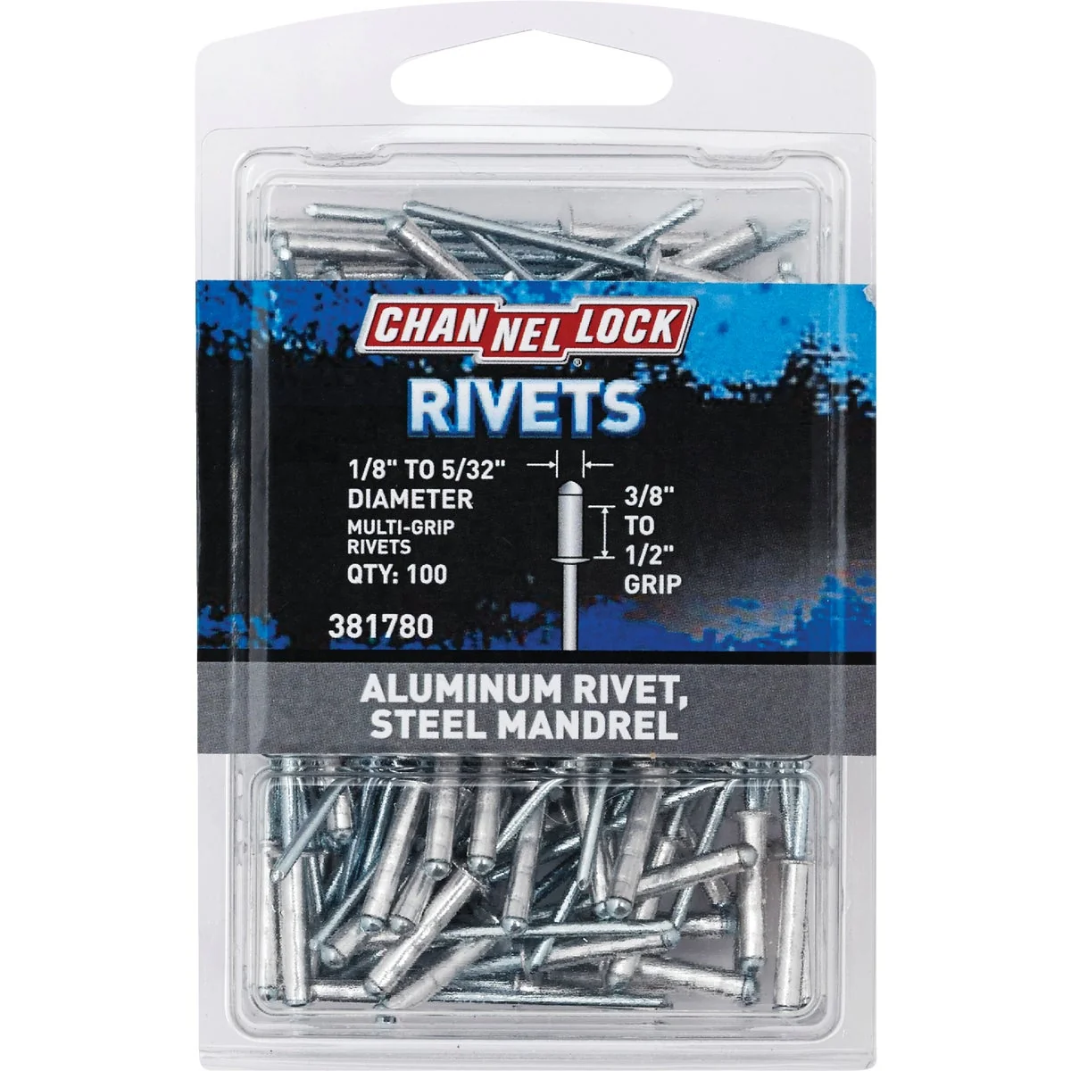 High-Performance Channellock 1 8 In. to 5 32 In. Dia. x 0.251 In. to 0.437 In. Grip Aluminum Multigrip POP Rivet 100-Pack Efficient