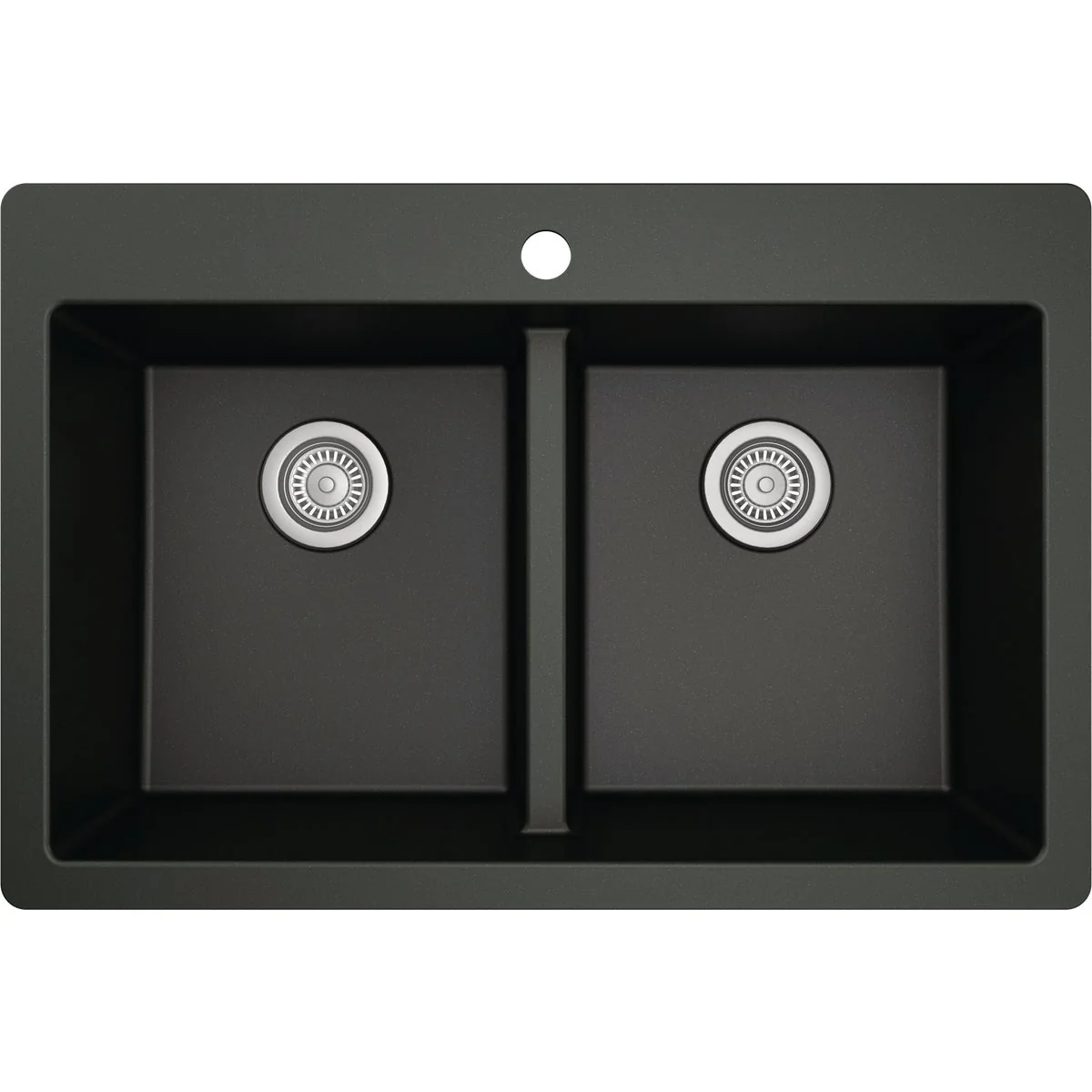 Proven Karran 33 In. x 22 In. Black Quartz Drop-In Double Bowl Kitchen Sink Fast