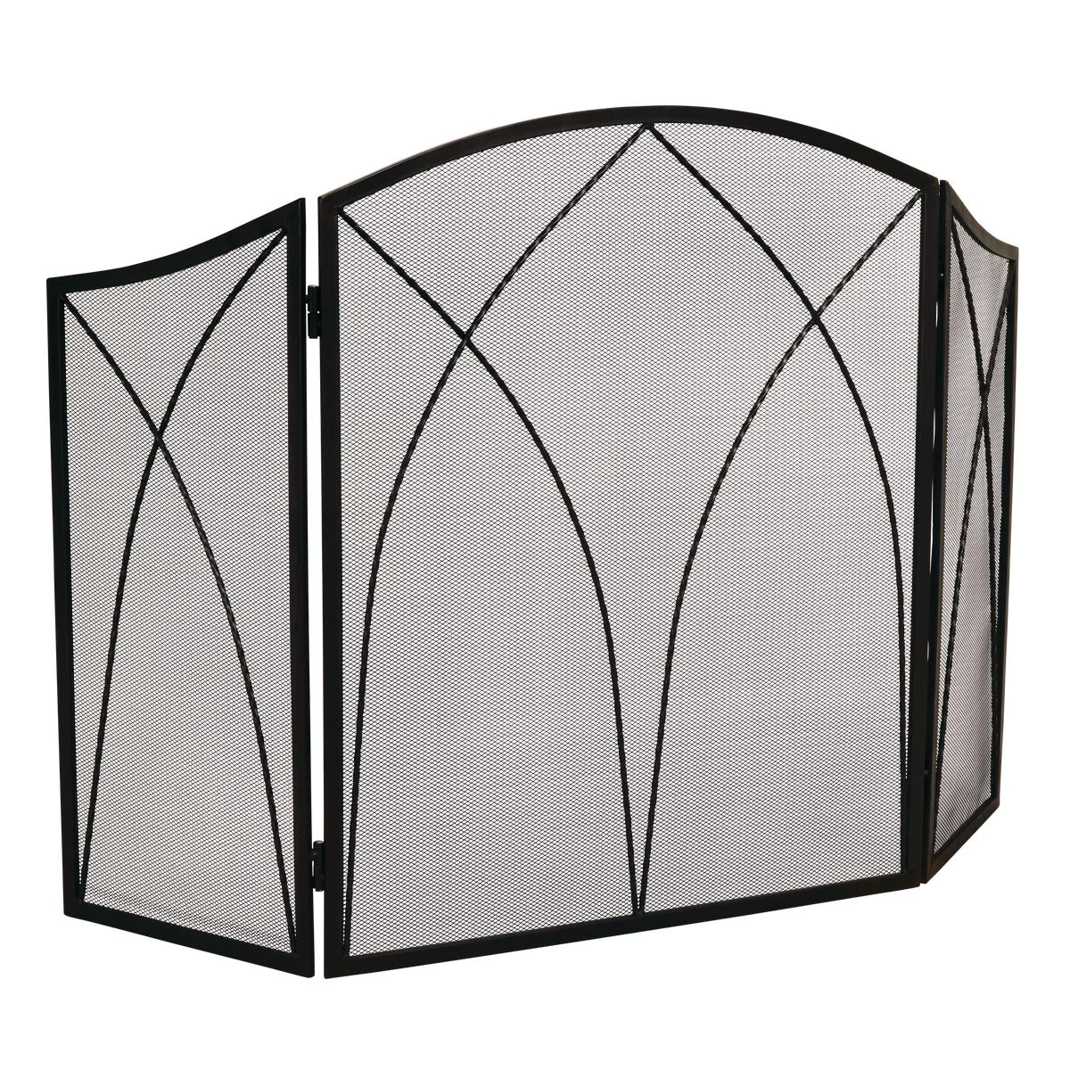 Lightweight Home Impressions 3-Panel Black Mesh Decorative Fireplace Screen Safe
