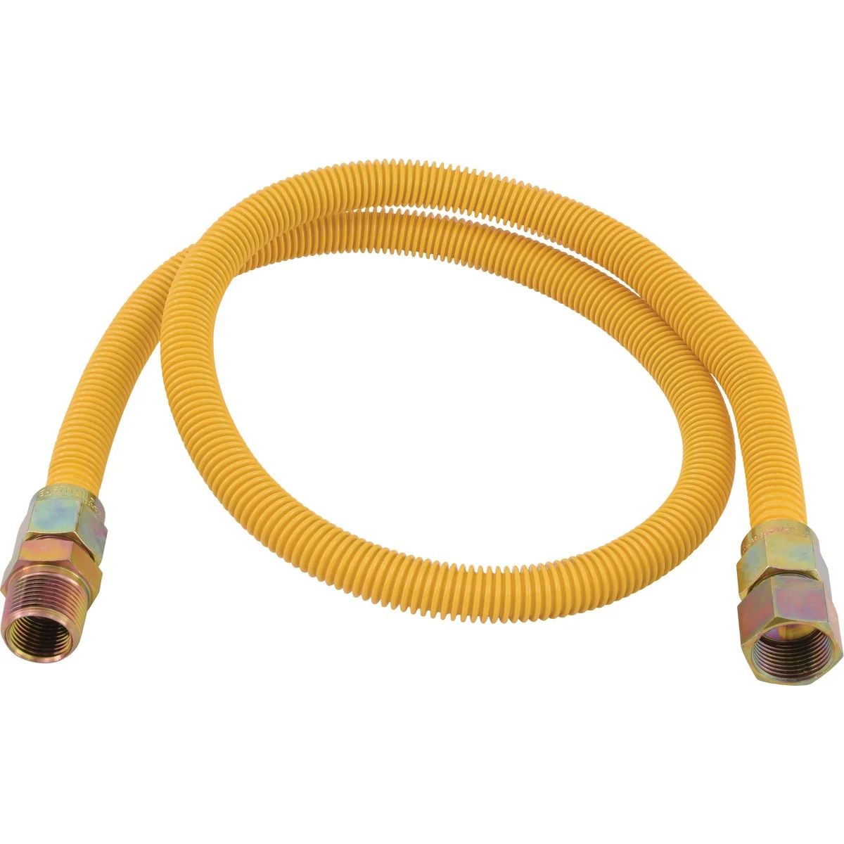 Minimalist Eastman 5 8 In. OD x 48 In. 3 4 In. FIP x 1 2 In. FIP Tapped 3 8 In. FIP Coated Stainless Steel Gas Connector with ArmorBoost Excess Flow Valve Traditional