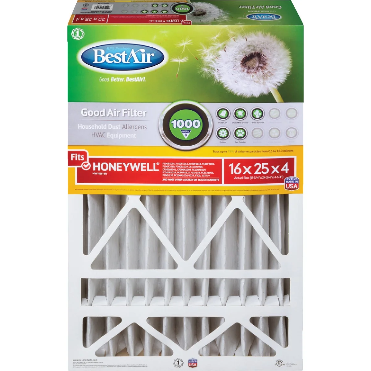 Sustainable Air 16 In. x 25 In. x 4 In. Honeywell MERV 8 Deep Pleat Furnace Filter Practical