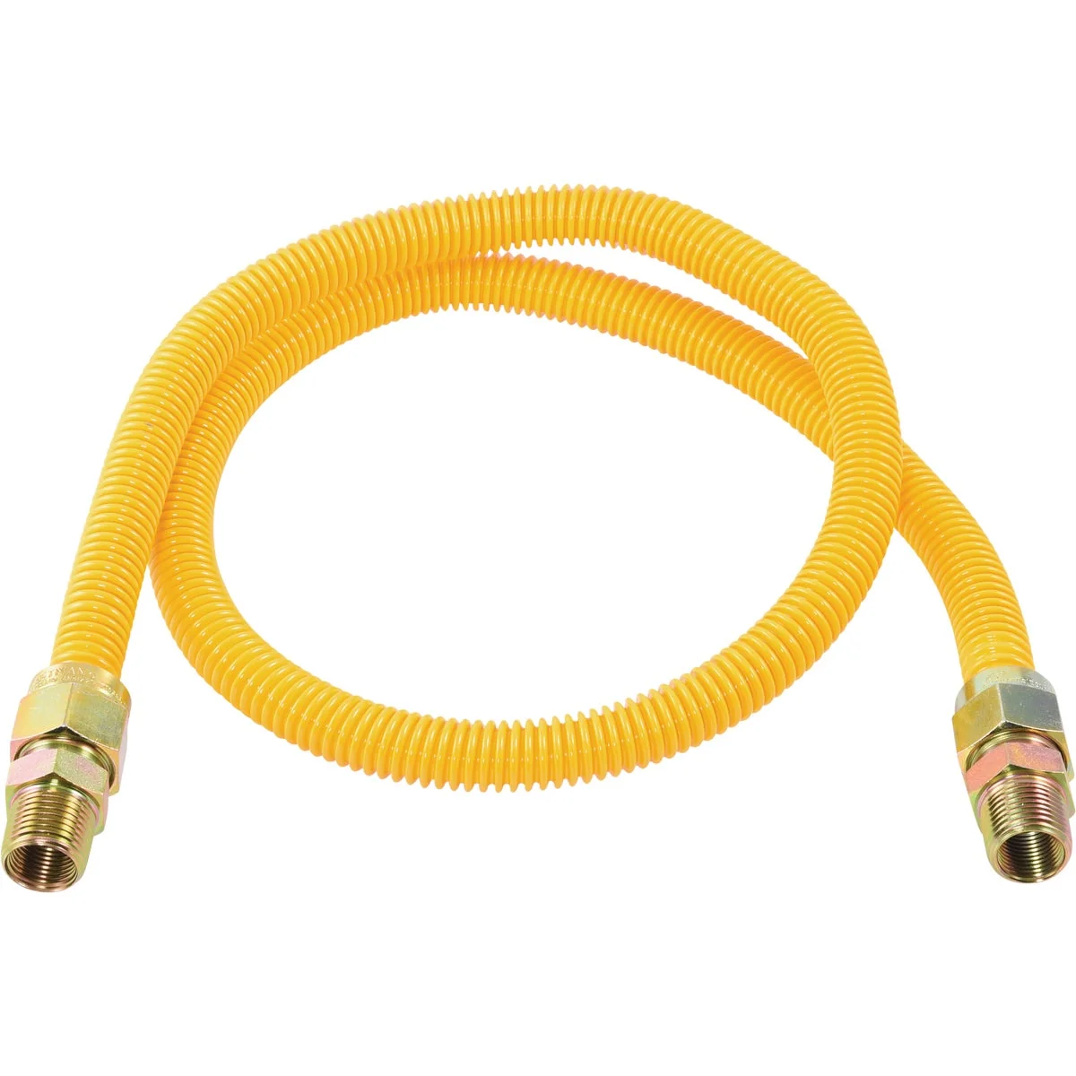 High-Grade Eastman 5 8 In. OD x 48 In. 1 2 In. MIP Tapped 3 8 In. FIP x 1 2 In. MIP Tapped 3 8 In. FIP Coated Stainless Steel Gas Connector Solid