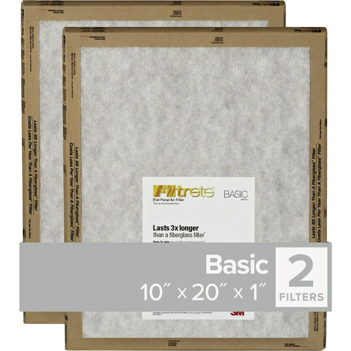 Elite Filtrete 10 In. x 20 In. x 1 In. Basic MPR Flat Panel Furnace Filter MERV 2 2-Pack Green