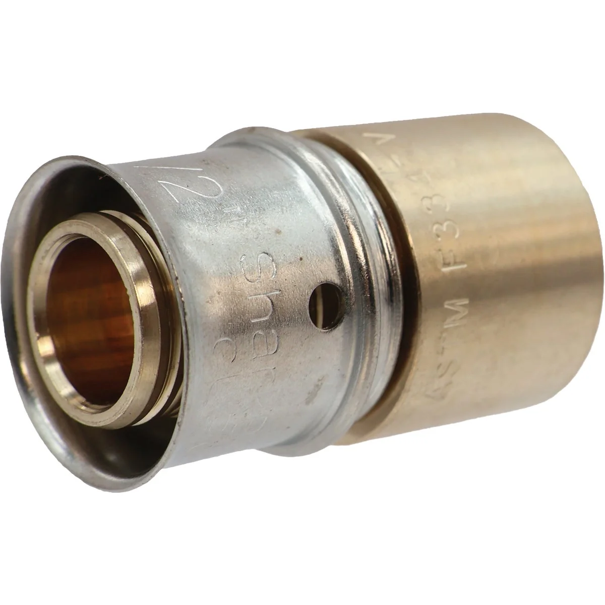 Smart SharkBite 1 2 In. x 1 2 In. Female PEX Press Brass Sweat Adapter Green