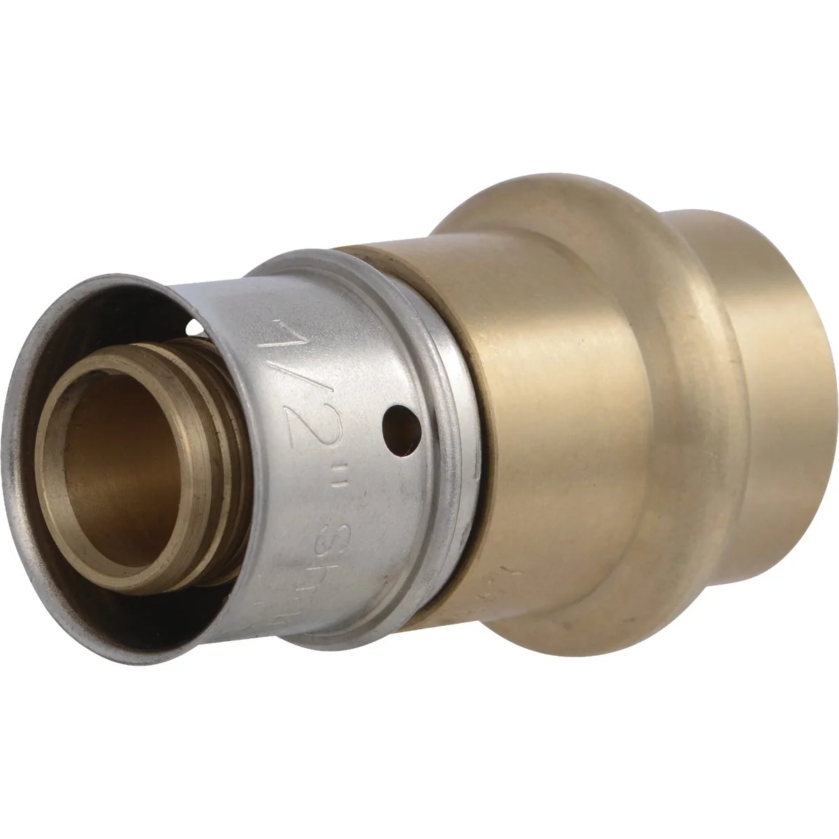 Elite SharkBite 1 2 In.x1 2 In. CU Press Brass Adapter Detailed