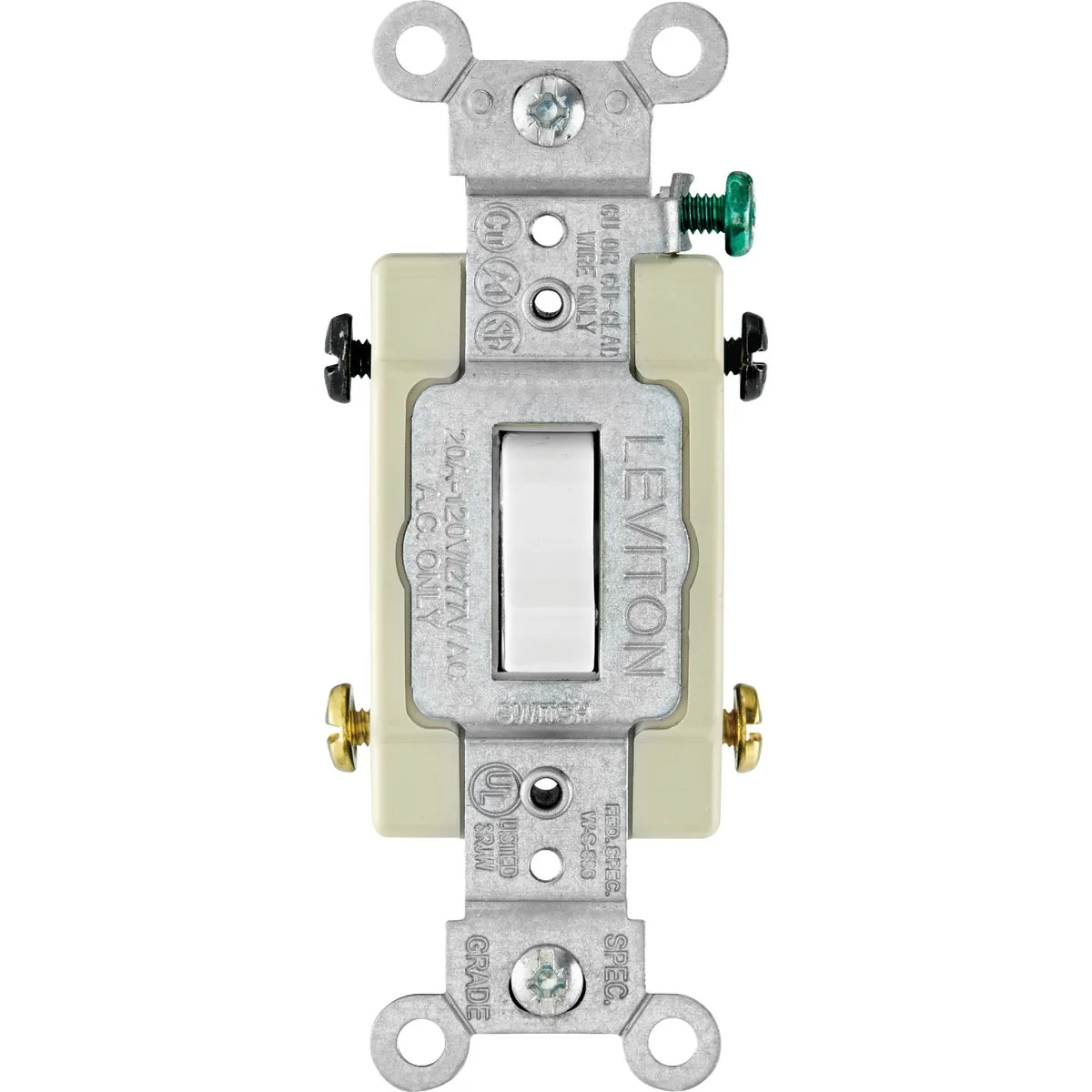 Durable Leviton Toggle White 20A 4-Way Quiet Switch Reliable