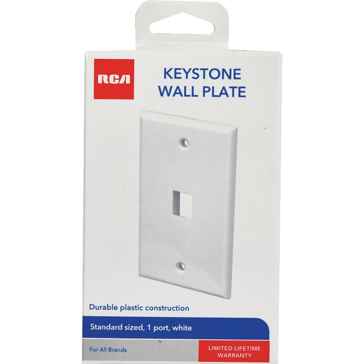Elegant RCA Keystone 1-Port White Modular Wall Plate Responsible