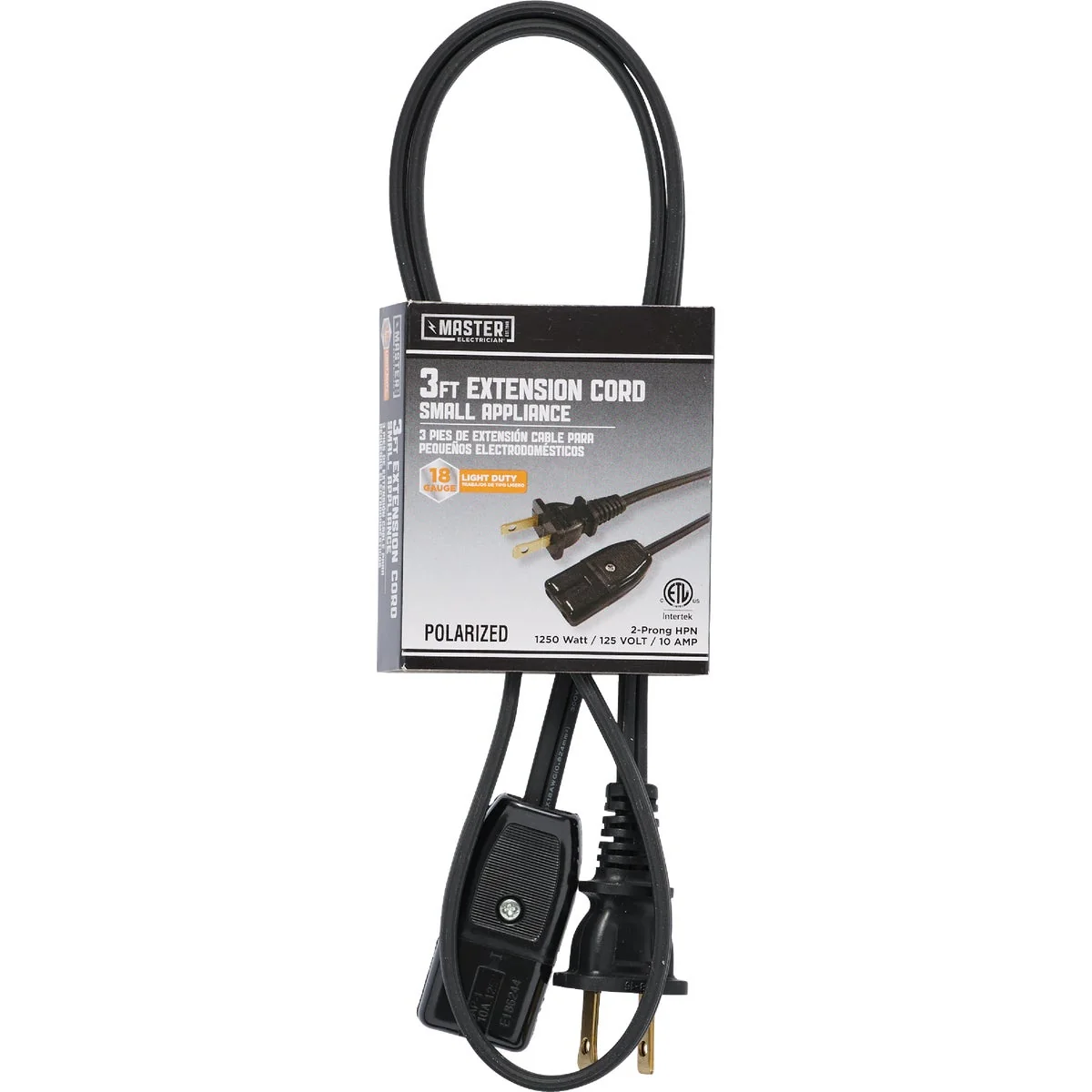 Exceptional Master Electrician 3 Ft. 18 2 HPN Miniature Plug Appliance Cord Top-Quality
