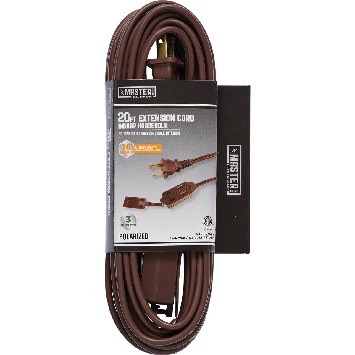 Crafted Master Electrician 20 Ft. 16 2 SPT-2 Brown Vinyl Cube Tap Extension Cord Environmentally Friendly