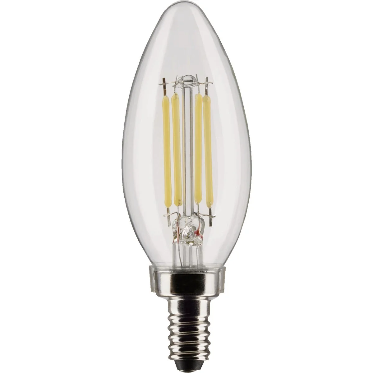 Smart Satco 60W Equivalent Warm White B11 Candelabra Traditional LED Decorative Light Bulb 2-Pack High-Performance