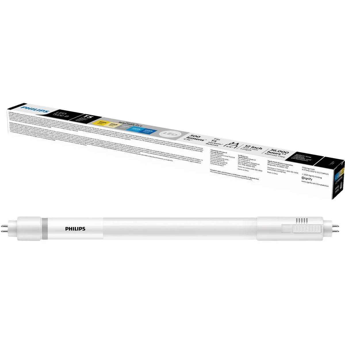 First-Class Philips MainsFit 4.5W Equivalent 12 In. T5 Type B Multi-CCT LED Tube Light Bulb Refined