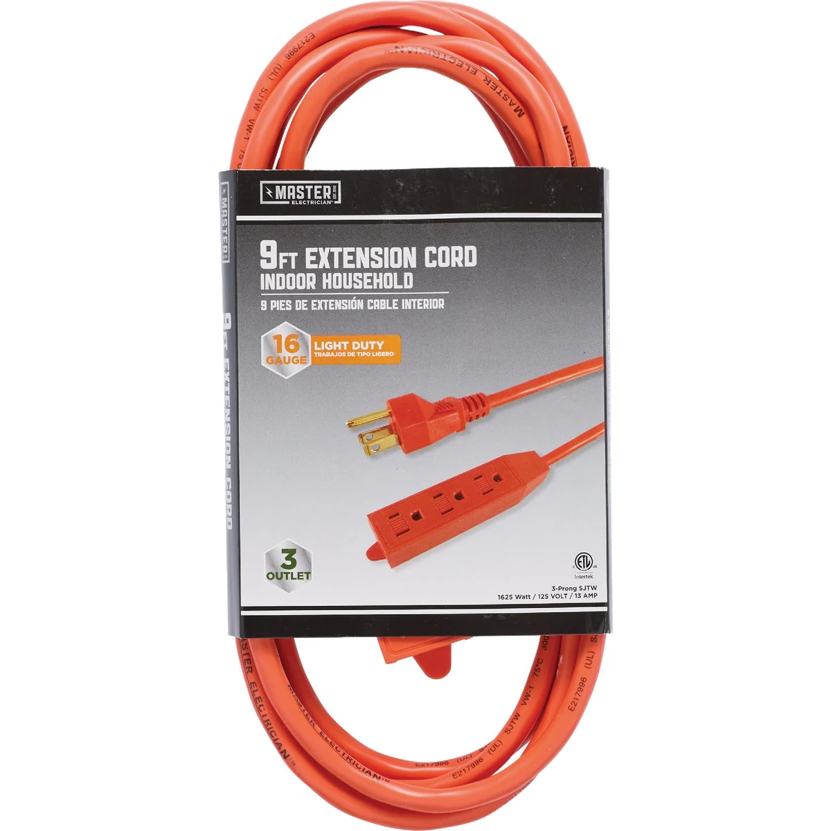 Secure Master Electrician 9 Ft. 3-Outlet 16 3 SJTW Orange Appliance Cord Power Center Flexible