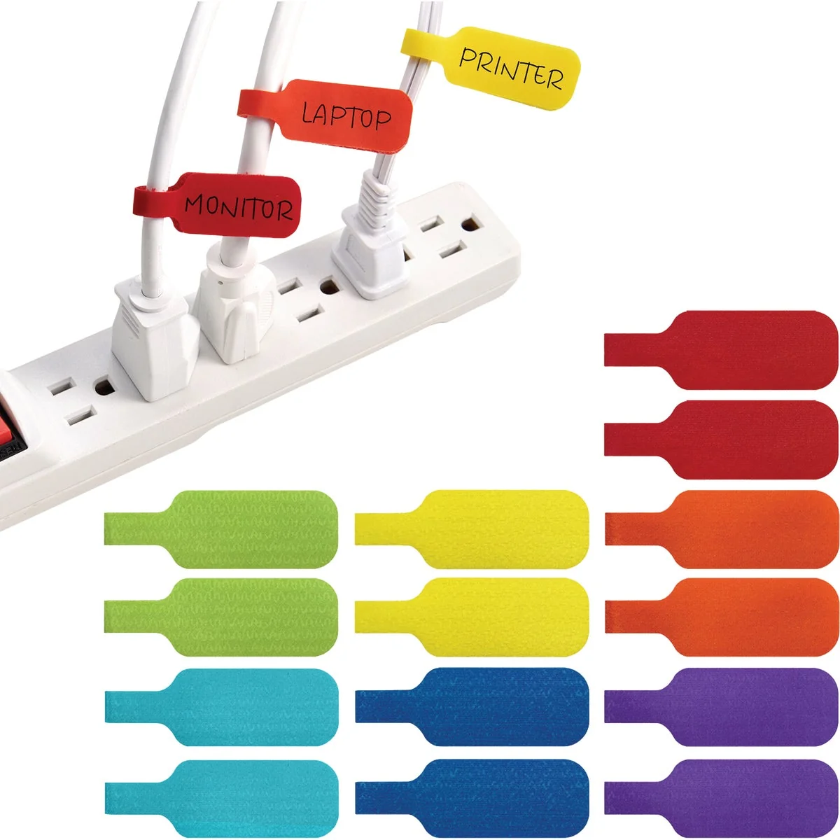 Natural Wrap-It Storage Medium Multi-Color Cable Labels 14-Pack Genuine