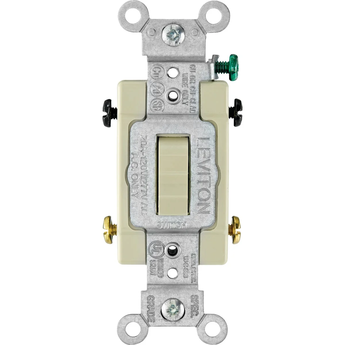 High-Grade Leviton Toggle Ivory 20A 4-Way Quiet Switch High-End