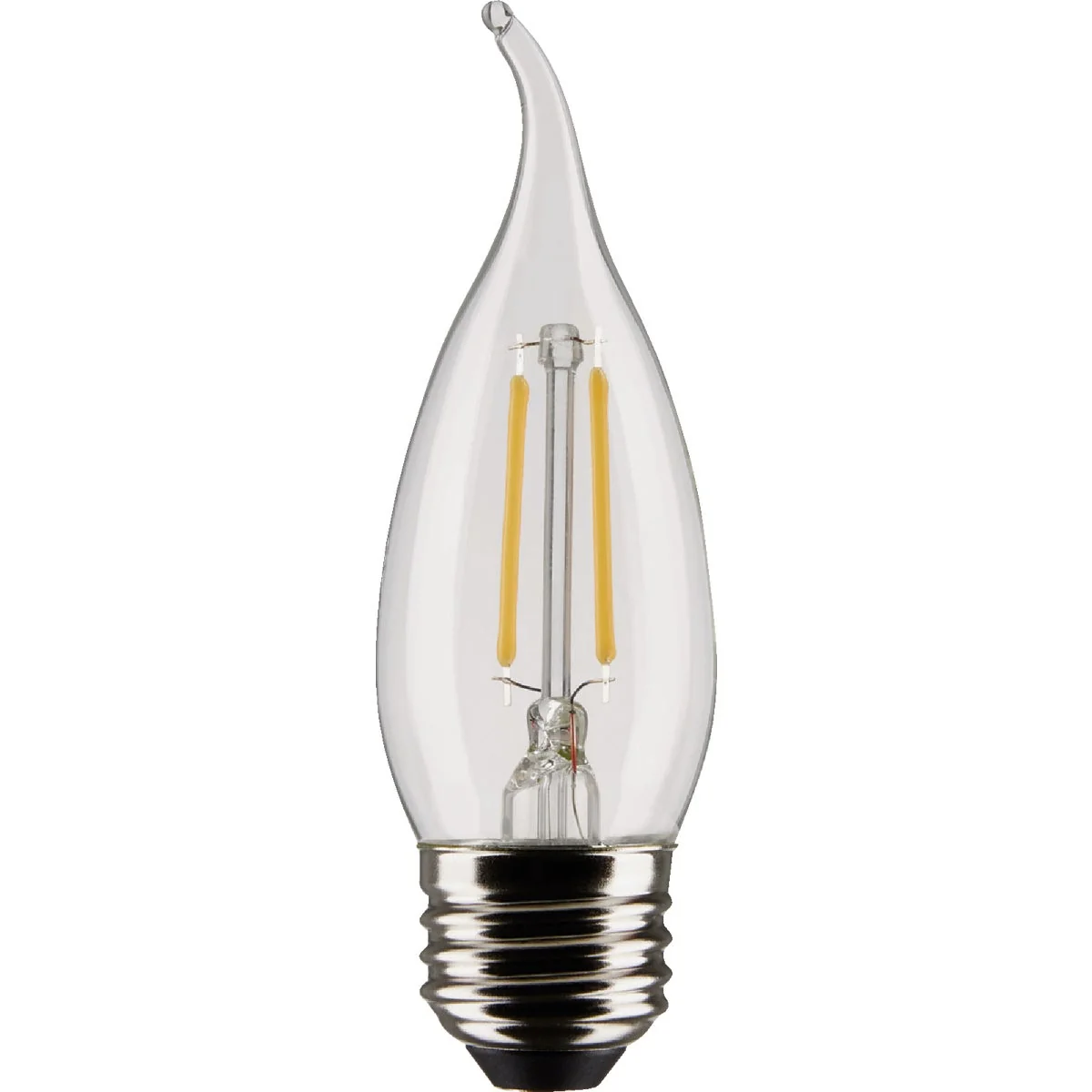 Refined Satco 25W Equivalent Warm White Clear CA10 Medium LED Decorative Light Bulb 2-Pack Powerful