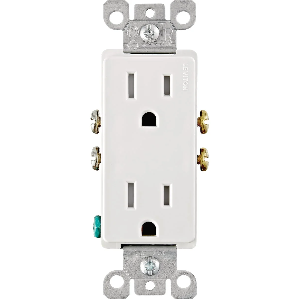 Powerful Leviton Decora 15A White Tamper Resistant Residential Grade 5-15R Duplex Outlet Classic