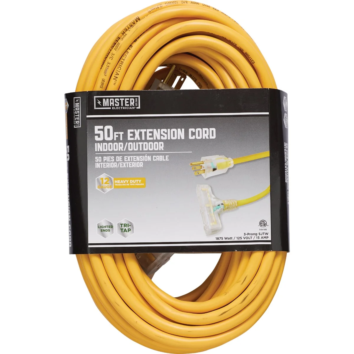 Dependable Master Electrician 50 Ft. 3-Outlet 12 3 SJTW Yellow Extension Cord Environmentally Friendly