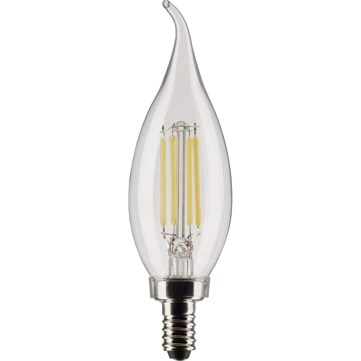 Detailed Satco 60W Equivalent Warm White Clear CA10 Candelabra LED Decorative Light Bulb 2-Pack Original Design