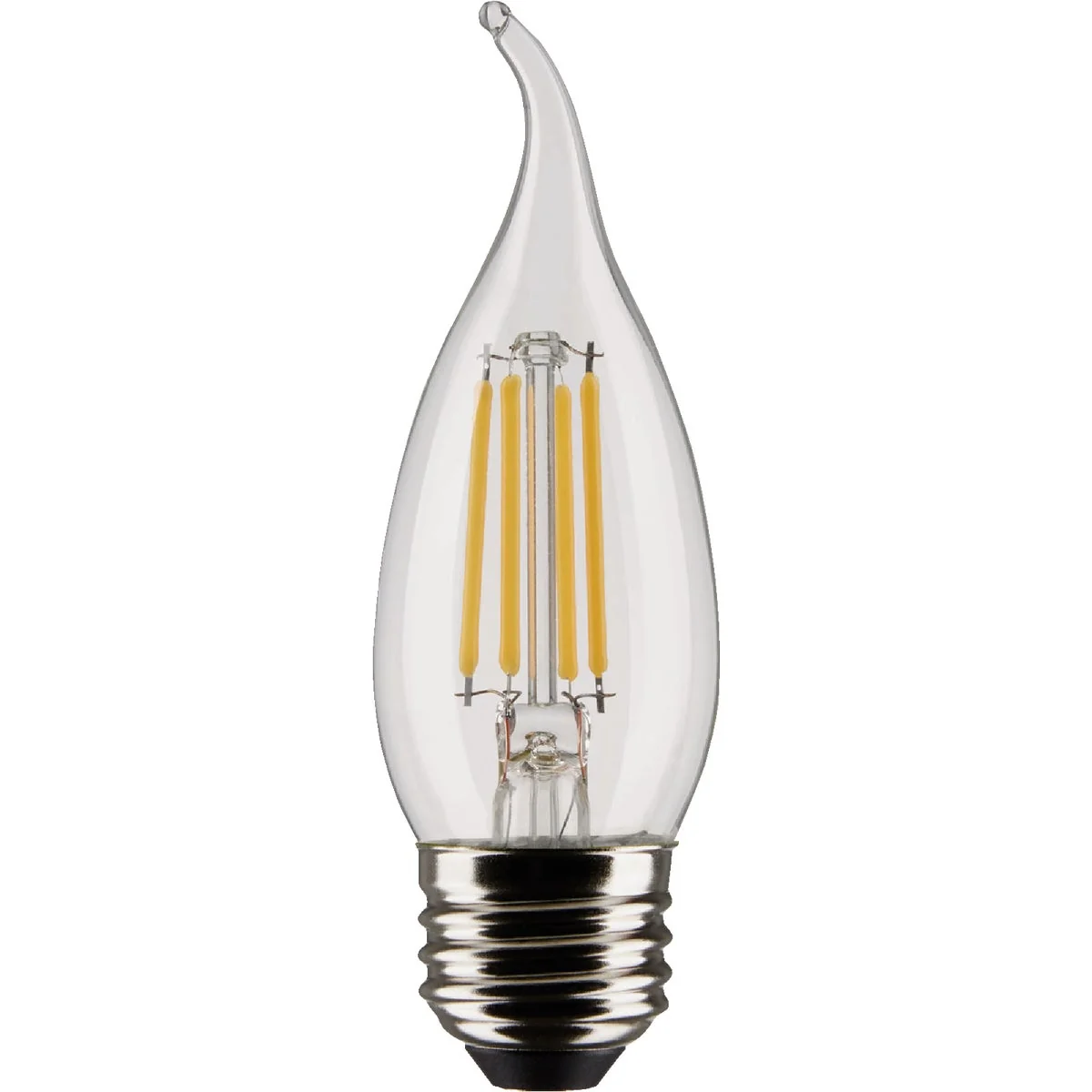 Original Satco 40W Equivalent Warm White Clear CA10 Medium LED Decorative Light Bulb 2-Pack Easy-to-Use