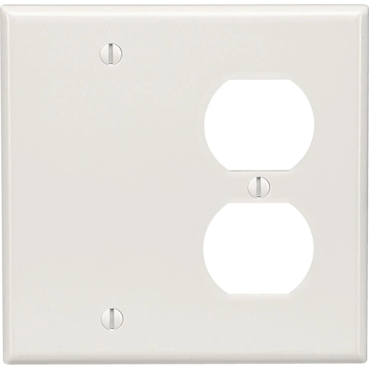 Efficient Leviton 2-Gang Thermoset Plastic Blank Duplex Receptacle Wall Plate White Solid
