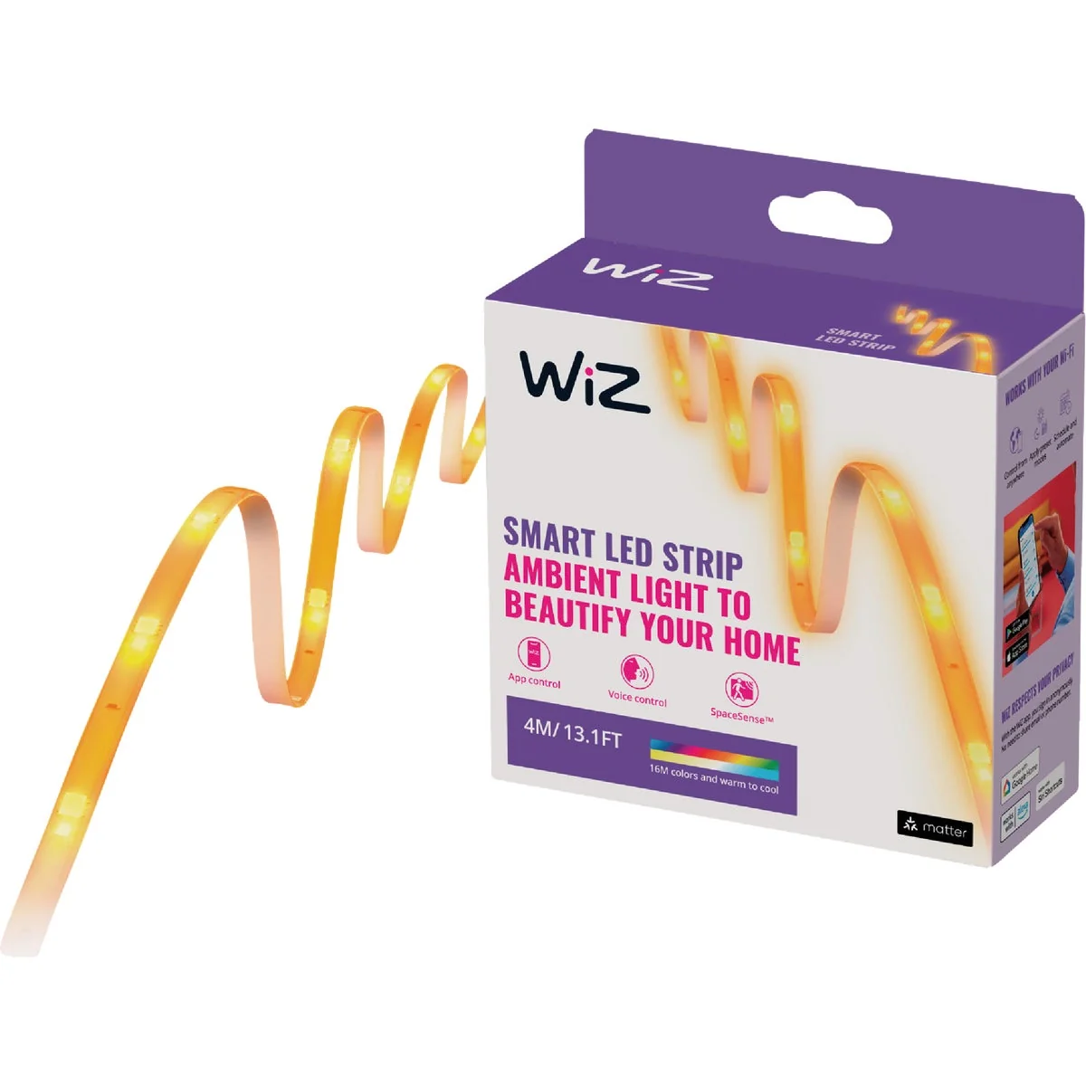Expertly Made Wiz 13 Ft. L. 12.7W Smart Light Strip Recyclable