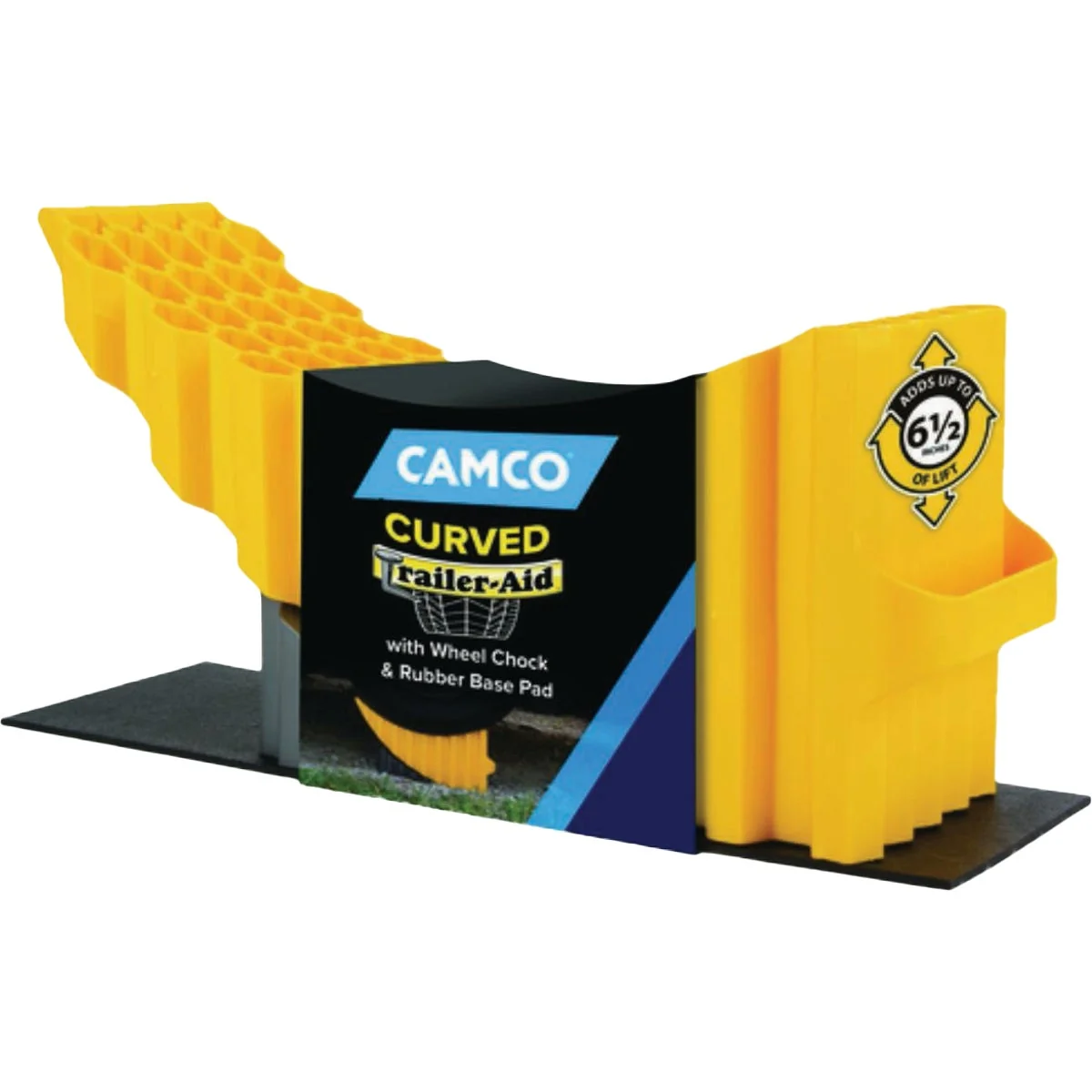 Efficient Camco Heavy-Duty Curved Trailer Aid with Chock and Pad Top-Quality