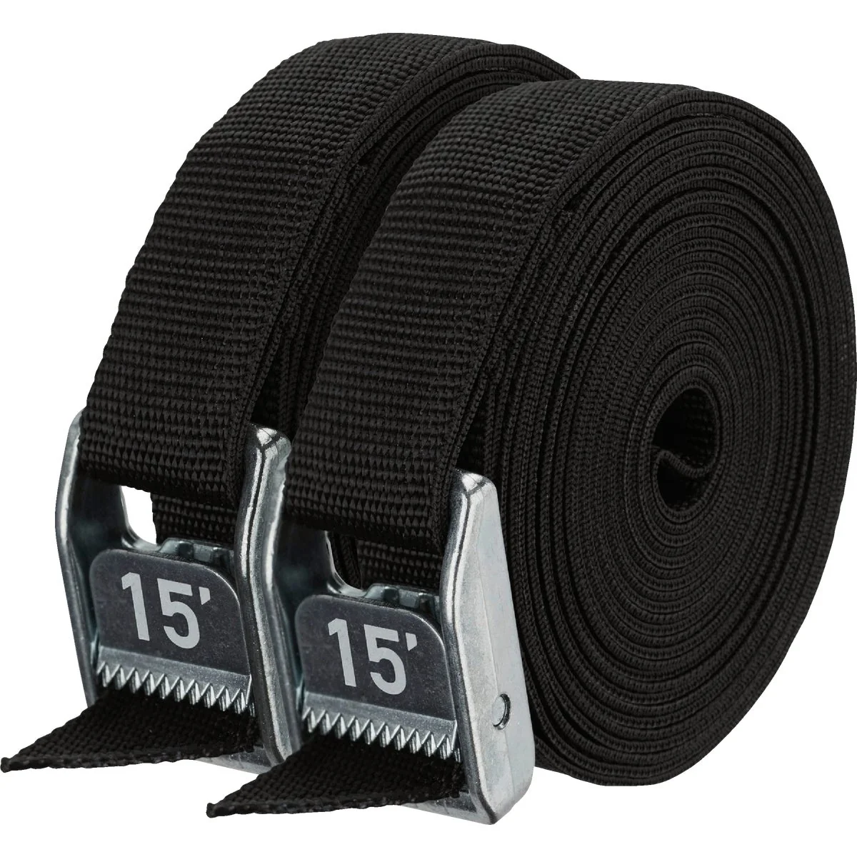 Effective NRS 1 In. x 15 Ft. Stealth Black Heavy Duty Tie-Down Strap 2-Pack Excellent