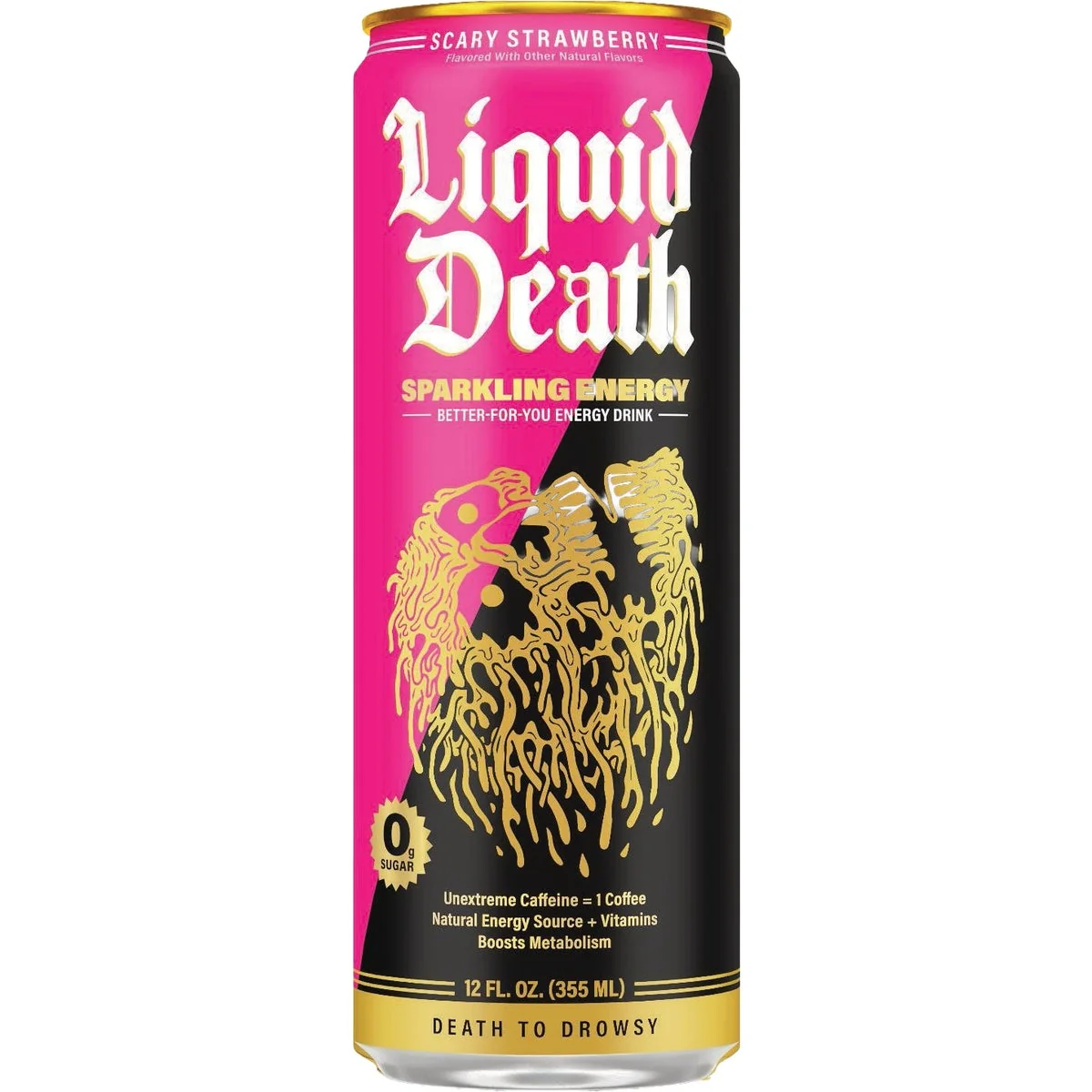 Refined Liquid Death 12 Oz. Scary Strawberry Sparkling Energy Drink Fine Crafted