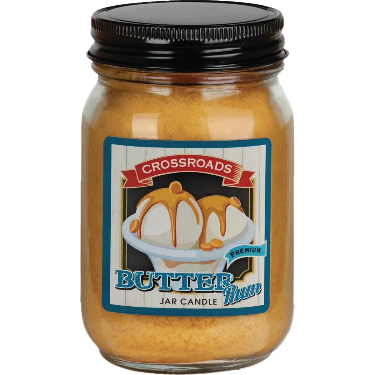 Effective Crossroads Designs 12 Oz. Jar Candle Butter Rum Reusable