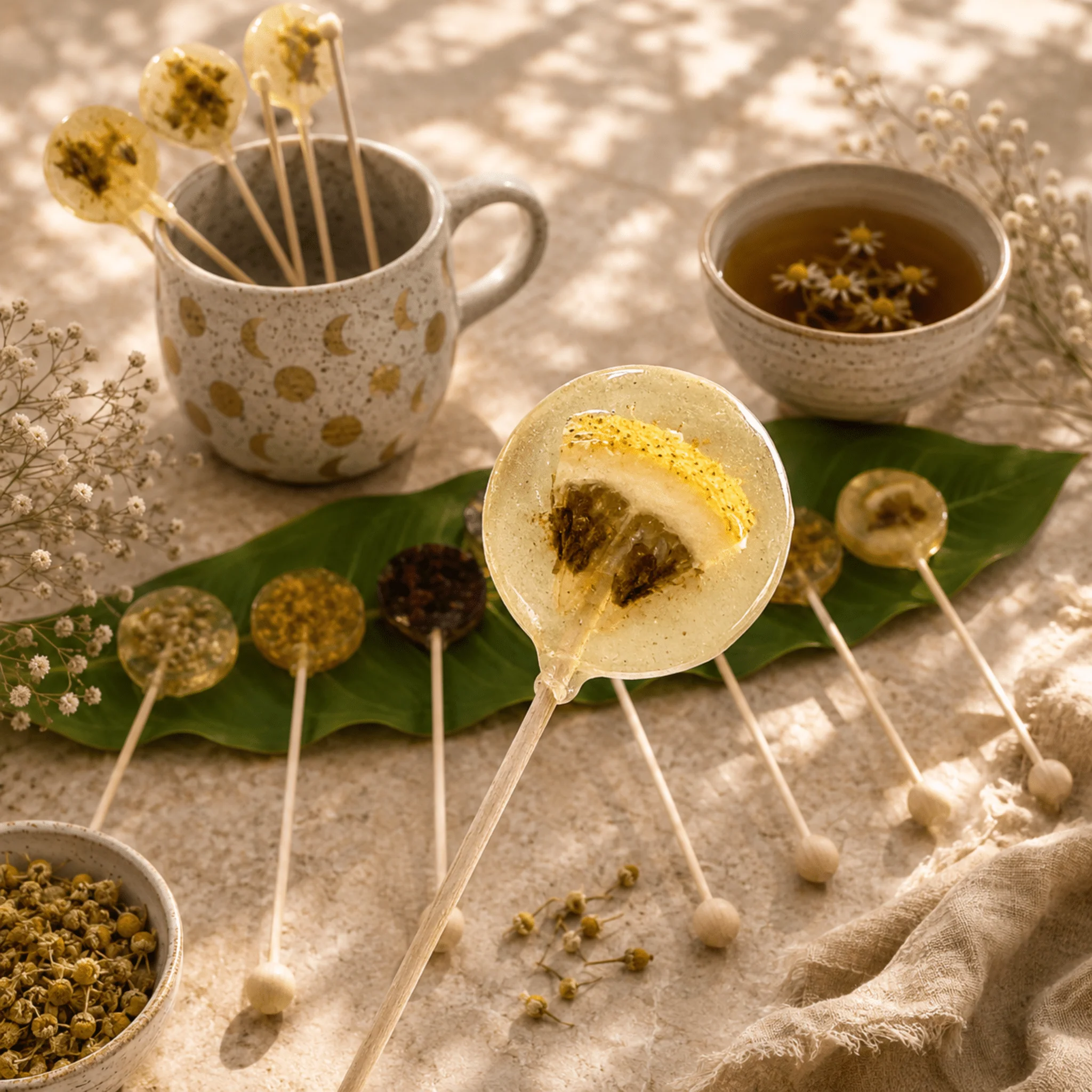 Modern Lemon Herbal Tea Lollipop Citrus Tea Stir Stick Candy Natural Sweetener Gift Fashionable