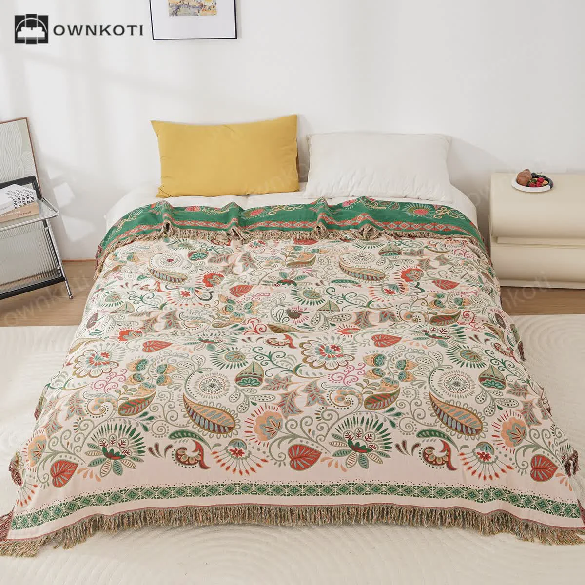 Clean Tassel Retro Paisley Cotton Gauze Quilt Selected