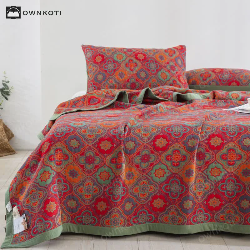 Modern Jacquard Retro Floral Cotton Gauze Quilt High-Performance