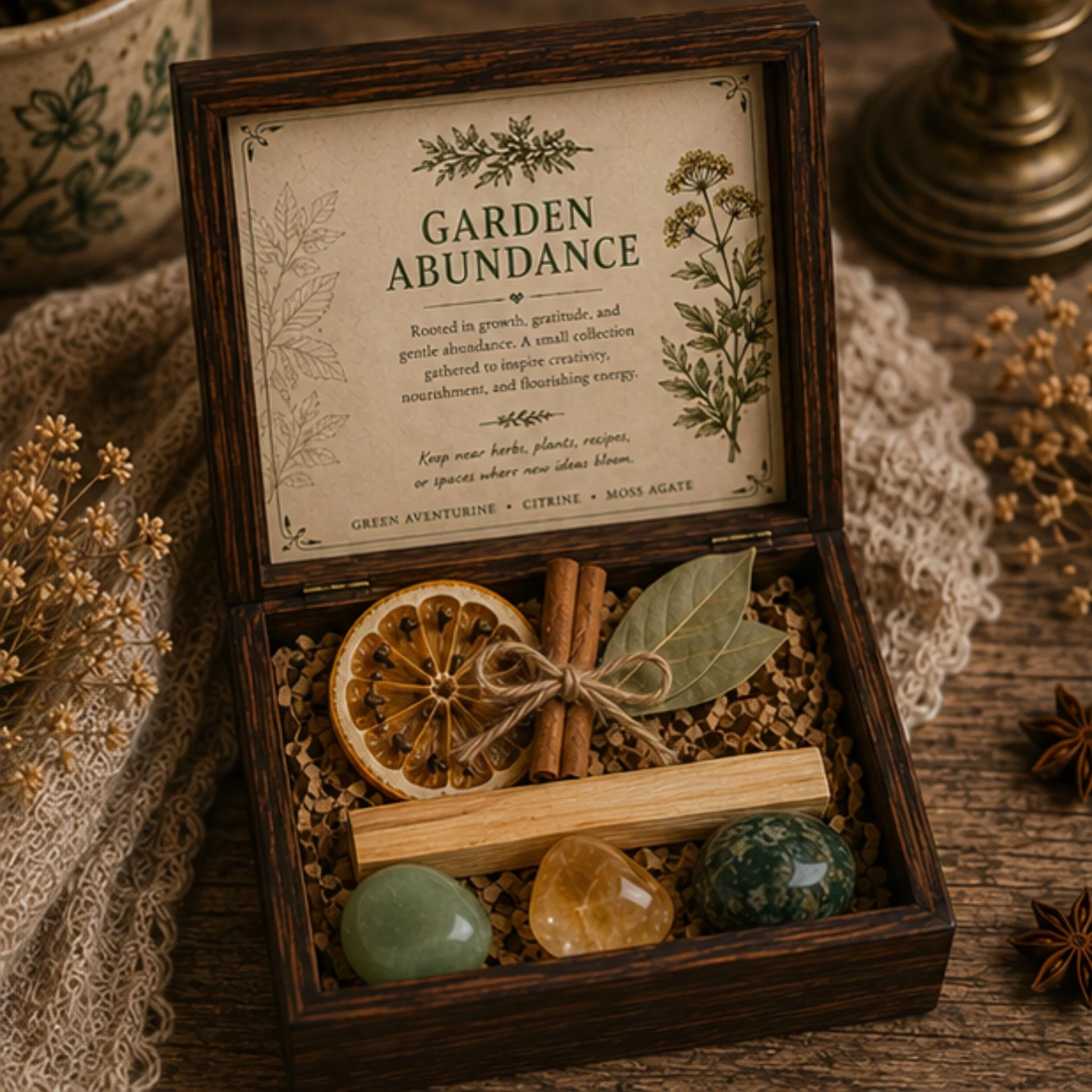 Fine Crafted Abundance Crystal Set Cottage Garden Lover Decor Gift Heirloom Keepsake Rustic Home Gift Exclusive