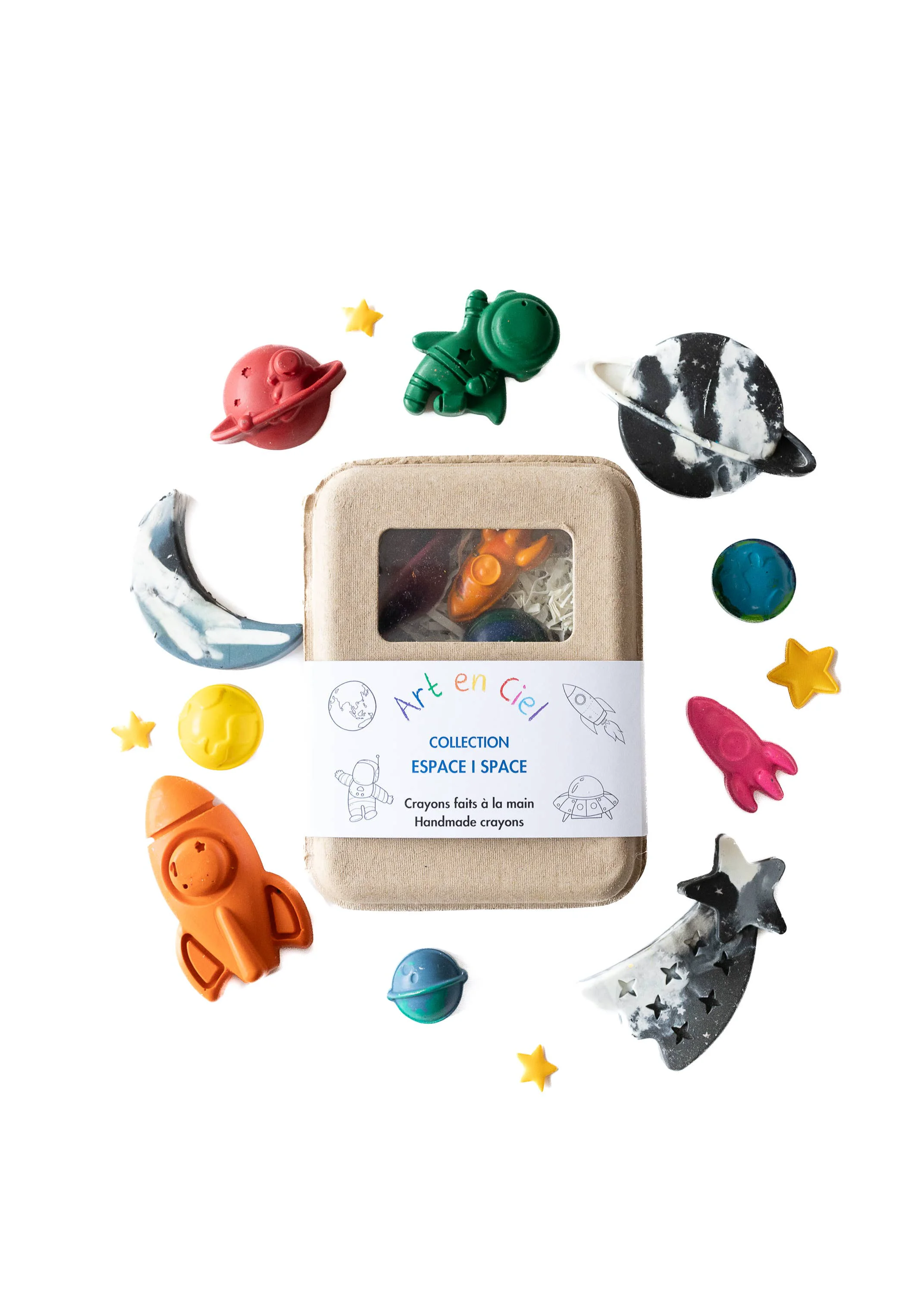 Environmentally Friendly Handmade Crayons - SPACE THEME - Crayons faits à la main Green